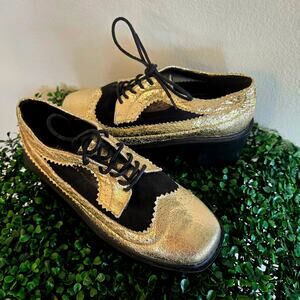 Size 8 – Bumper Gold Mesh Creepers w/ Chunky Platform Sole